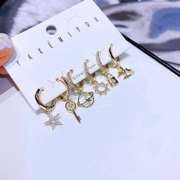 High-end Korean Style Korean Earrings 6-piece Simple Set