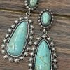 Antique Silver Turquoise Earrings Creative Drop-shaped