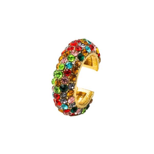 Fashion C Shape Earrings Alloy Set With Colorful Rhinestones