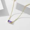 925 Sterling Silver Twelve Birthstone Square Clavicle Chain Women's Simple