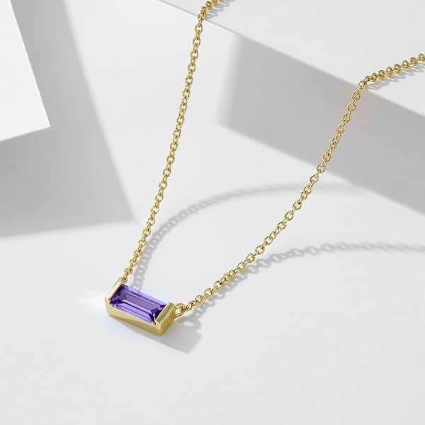 925 Sterling Silver Twelve Birthstone Square Clavicle Chain Women's Simple