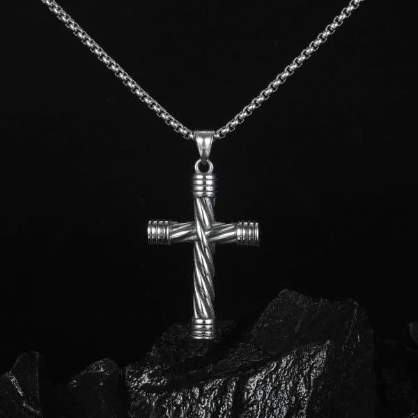 Cross Pendant Street Cool Hip Hop Style Man's Stainless Steel Necklace