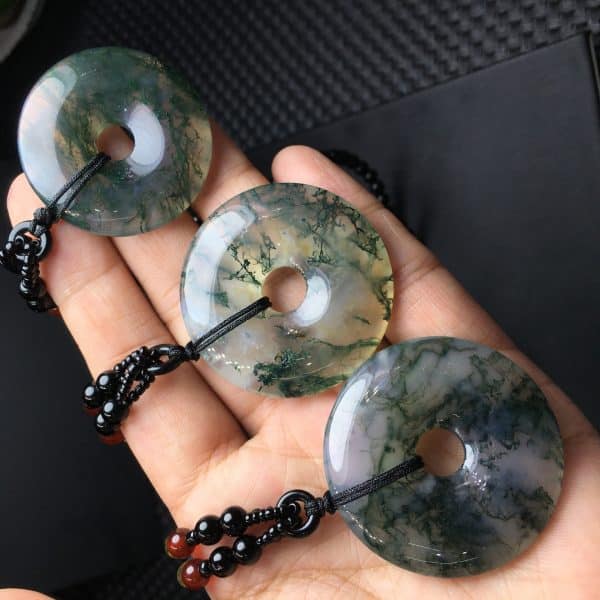Natural Water Plants Agate Safety Buckle Pendant