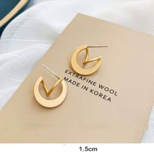 Silver Post Metal Design Sense Earrings Irregular Circle