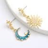 Alloy drop oil inlaid asymmetric earrings