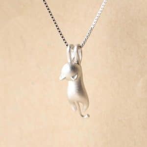 Cute Sandblasted Cat Sterling Silver Necklace Set
