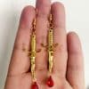 Dagger And Blood Red Drop Earrings