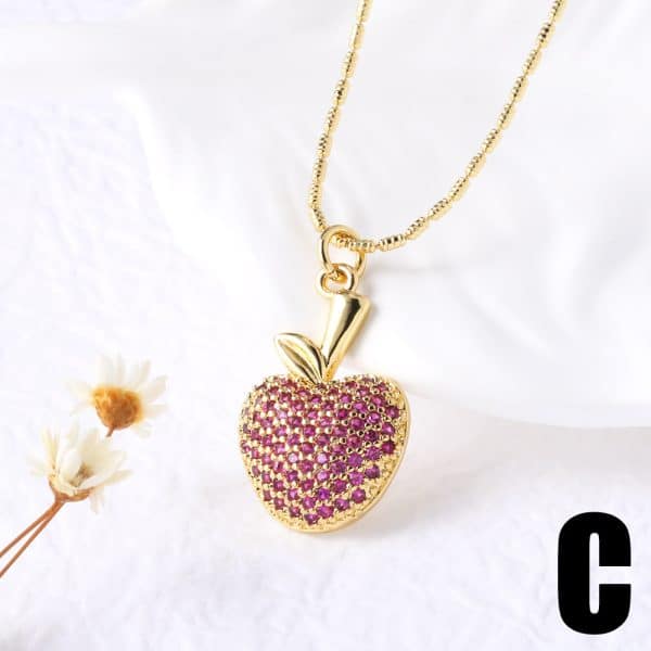 Fruit Strawberry Cherry Pendant Necklace Jewelry For Women