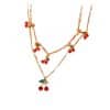 New Cute Sweet Double Layer Cherry Necklace