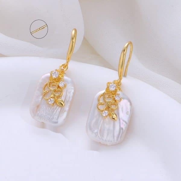 Copper Plated Real Gold Design Versatile Baroque Shaped Pearl Earrings