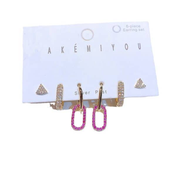 INS Wind Zircon Micro Set Geometric Stud Earrings