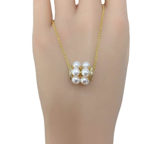 Freshwater Pearl Multiple Beads Barrel Pendant Necklace