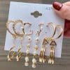 Temperament Pearl Pendant Earrings Triangle Metal 9-piece Set