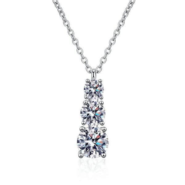Female Geometric Three-Life Stone Pendant Zircon Inlaid