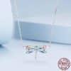 New S925 Sterling Silver Colorful Exquisite Dragonfly Necklace