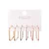 Gold Metal Hoop Square Earrings Set