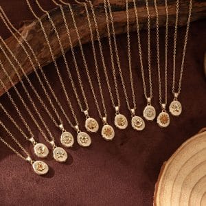 Oval Birth Flower Birthstone Photo Frame Necklace
