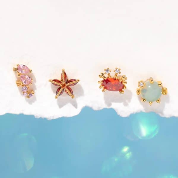 Zircon Earrings 4-piece Set Exquisite And Cute