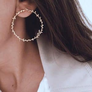 Leaf circle circle geometric earrings