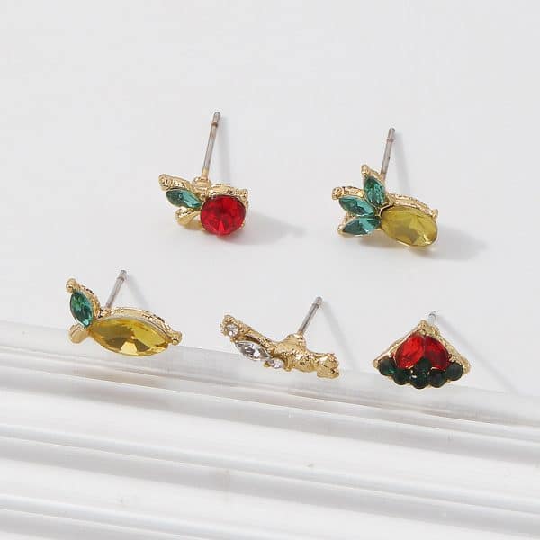 Fruit Earrings Set Small  Ins Sweet Girl Heart Earrings
