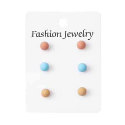 Contrasting Color Candy Color Girl Heart Three Pairs Of Earrings Set Round Earrings Women