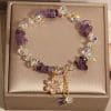 Amethyst Zircon Flower Pendant Women's Bracelet