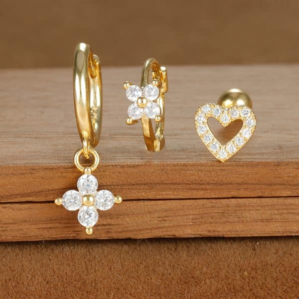 Fashion Geometric Ear Studs Zircon Set Ladies