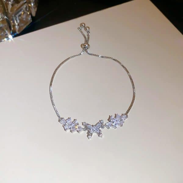 Flower Butterfly Pendant Bracelet For Women