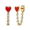 S925 Silver Needle Tassel Set With Diamond Heart Love Drops Glue Earrings Ornaments