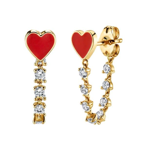 S925 Silver Needle Tassel Set With Diamond Heart Love Drops Glue Earrings Ornaments