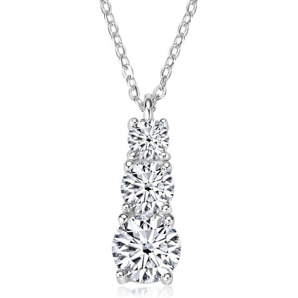 Female Geometric Three-Life Stone Pendant Zircon Inlaid