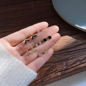 Women's Fashion Simple Silver Pin Earrings Set