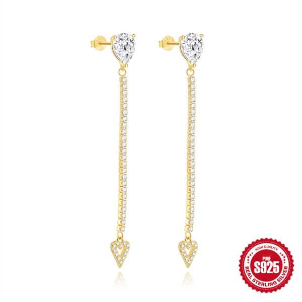Women's Heart Trendy Water Drop Zircon Earrings