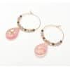 Women Fashion Natural Stone Hoop Earrings With Pink Waterdrop Stone