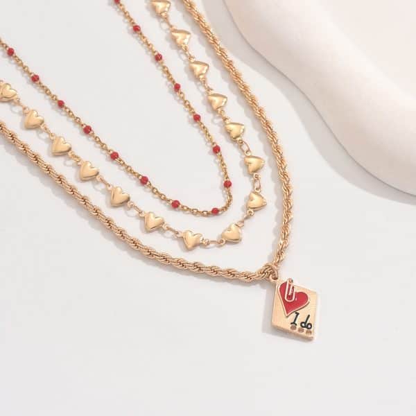 Clavicle Chain Love Necklace All-match Three-layer