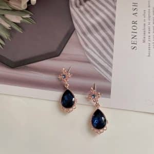 Simple Temperament Water Drop Sapphire Earrings Women