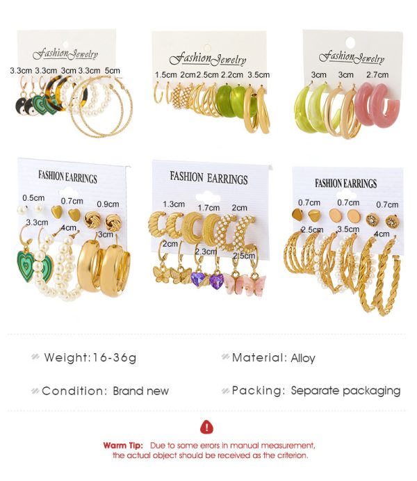 Women's Exaggerated Metal Butterfly Pearl Earrings Set
