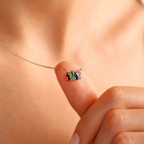 Zircon Contrast Color Necklace Clavicle Chain Light Luxury High-grade Birthday Stone