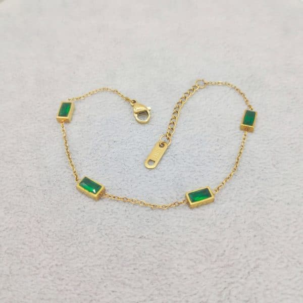 European And American Fashion Cool Colorful Rectangular Gem Bracelet