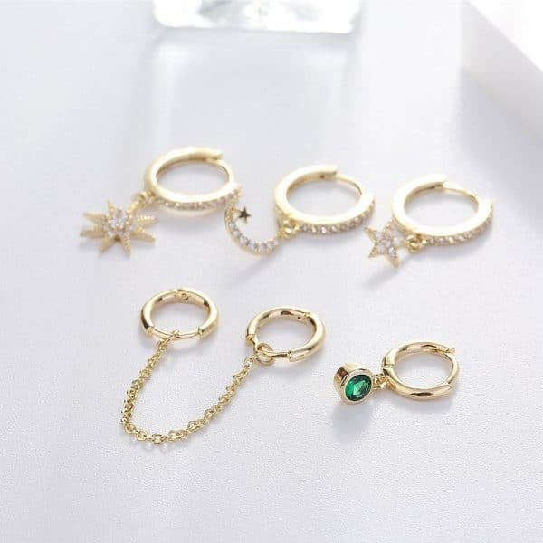 Moon Star Set Ear Clip Earrings