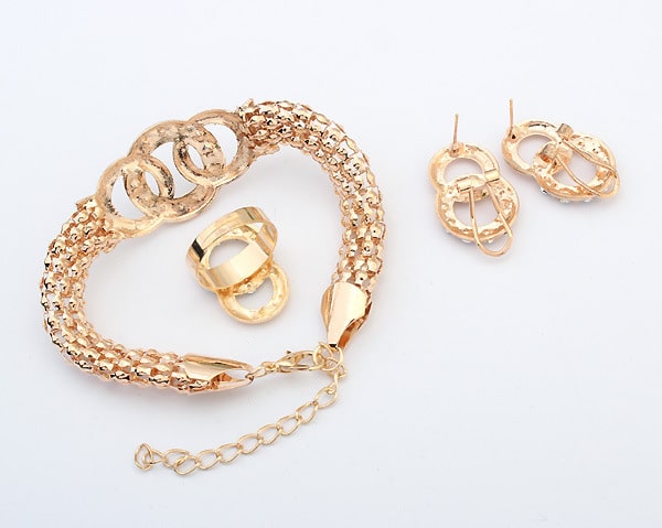 Diamond-encrusted Section Chain Jewelry Set Four-piece Set