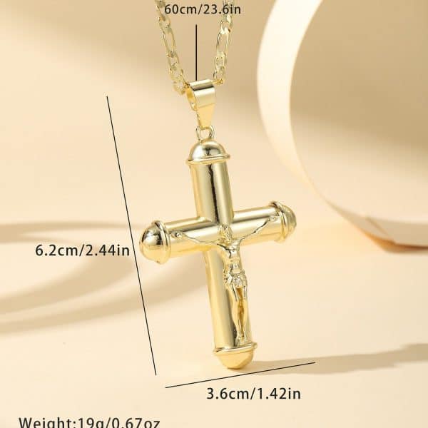 Cross Copper-plated Gold Men's And Women's Fashion Design 14k Long Necklace