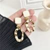 Drop glaze wave metal ring long earrings