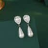 Diamond Water Drop Pearl Eardrops Stud Earrings