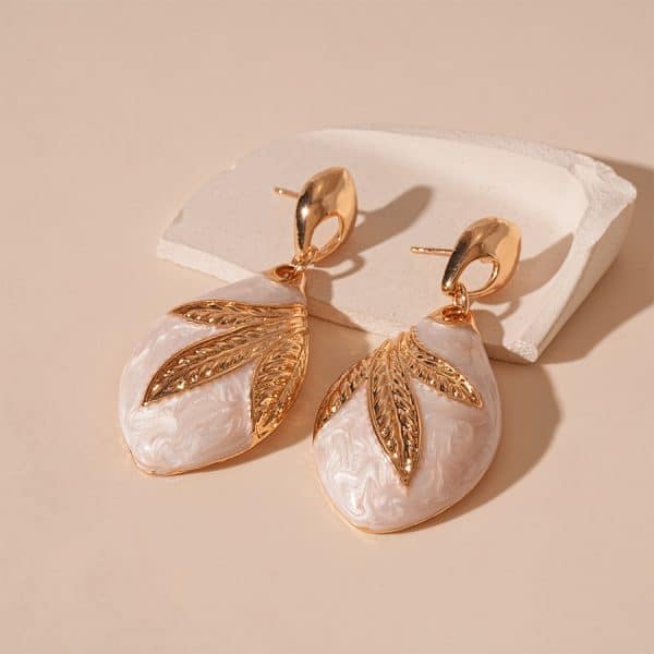 Vintage Dripping Oil Leaves Water Drop Geometry Earrings