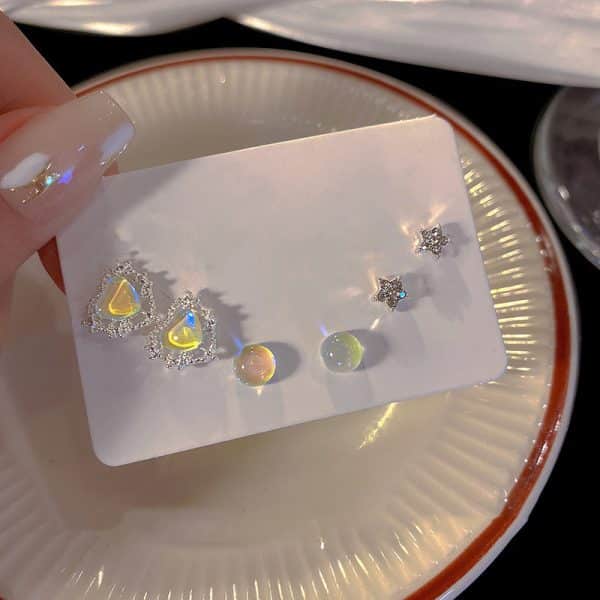 Women's Fashionable And Versatile Love Geometric Earrings Set