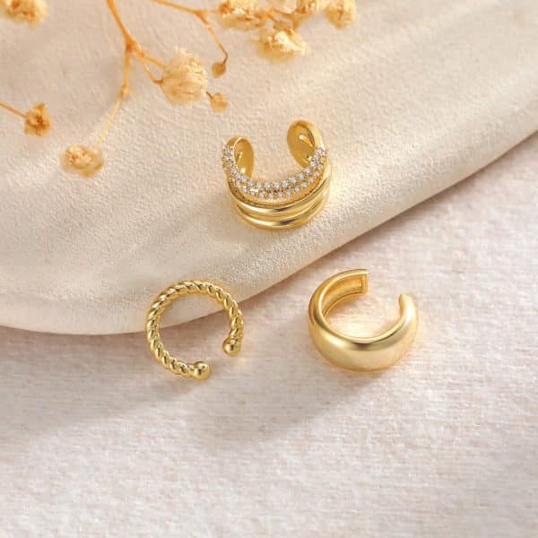 Brass Fashion Inlaid Zircon Women's Earrings Three-piece Set