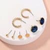 Crystal Cluster Round Everyday Combination Set Earrings