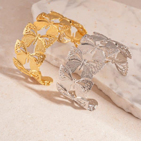 Women's Simple Titanium Steel Butterfly Open-end Bracelet