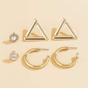 Mix And Match Simple Geometric C-shaped Half Hoop Earrings Set